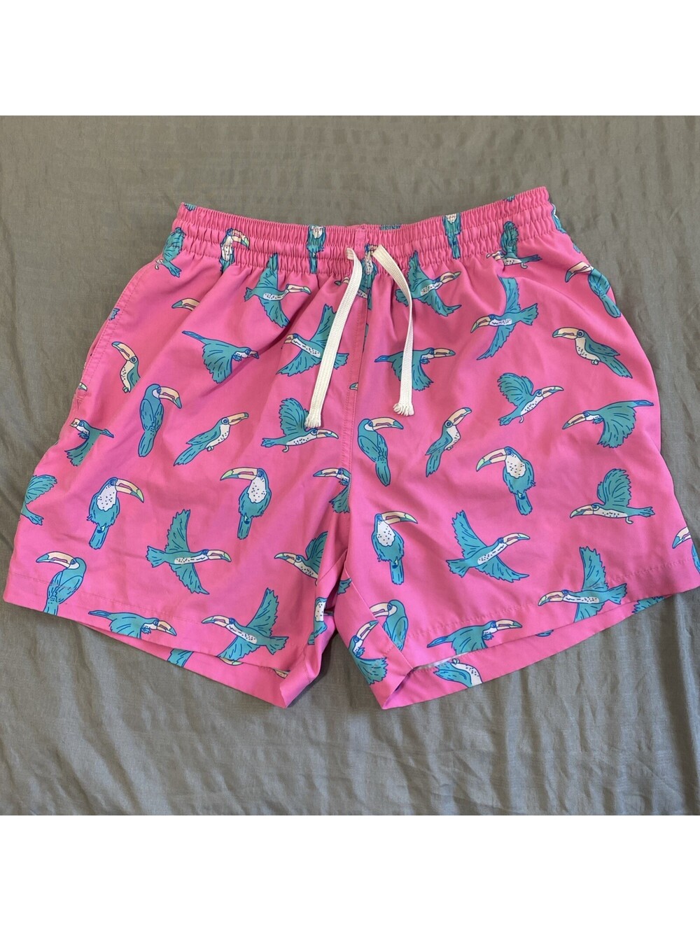 Chubbies Apex Classic 5.5" Swim Trunks Pink Toucan Bird Print Mens Size Medium